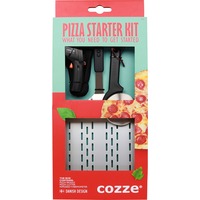 Cozze Geschenkset mit Pizzaschaufel, Thermometer und Pizzaschneider, Grillbesteck 3-teilig