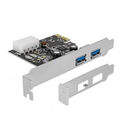 DeLOCK PCIe x1 Karte zu 2x ext. USB 3.2 Gen 1, USB-Controller 4-pin-Stromanschluss