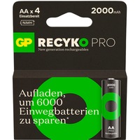 GP Batteries NiMH-Akku GP RECYKO PRO AA (Mignon), 2.000mAh 1,2Volt 4 Stück, vorgeladen (Ready To Use)