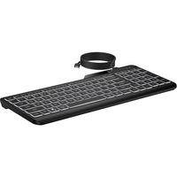 HP 405 Multi-Device Backlit Wired Keyboard, Tastatur schwarz, DE-Layout, Plunger