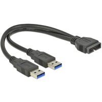 USB 3.2 Gen 1 Adapter, USB Pfostenstecker > 2x USB-A Stecker