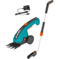 GARDENA Akku-Grasschere ClassicCut Li Set, 3,6Volt türkis/schwarz, Li-Ionen-Akku 2,5Ah, mit Stiel u. Rädern