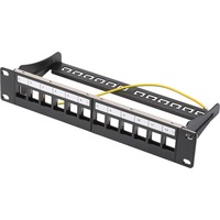 Digitus DN-91420, Patchpanel schwarz, Rackmount (1 HE), 12-Port