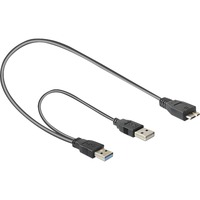 USB 3.2 Gen 1 Y-Kabel, 2x USB-A Stecker > Micro-USB 3 Stecker